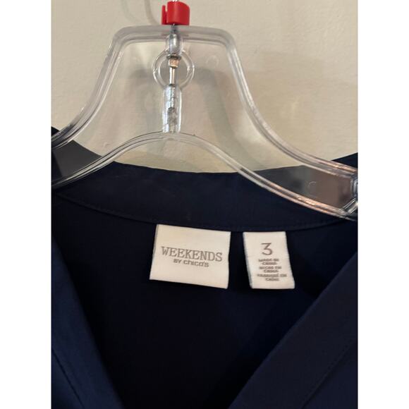 Weekends by Chicos Dress Short Sleeve 14 - 16 Casual Travel Navy Blue XL New - Picture 5 of 6